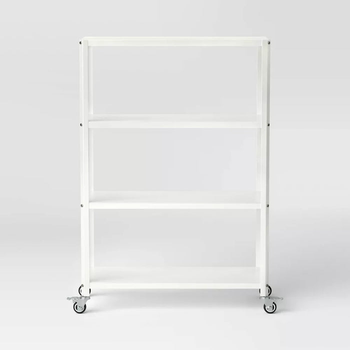 Small 44" 3 Shelf Rolling Metal Bookcase Chalk White - Room Essentials™
