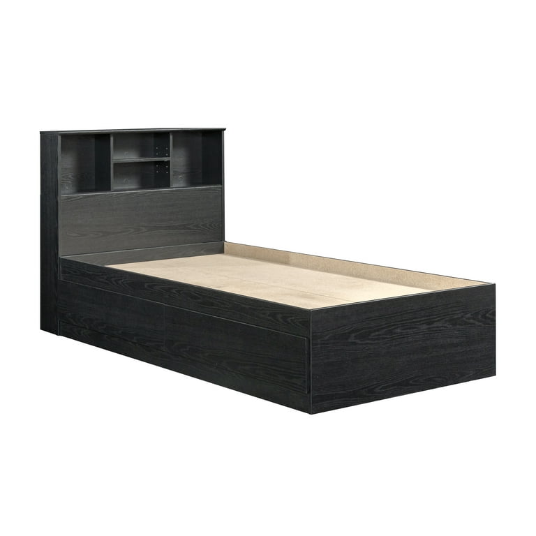 Your Zone Storage Bed with Bookcase Headboard, Twin, Bourbon Finish - open_box