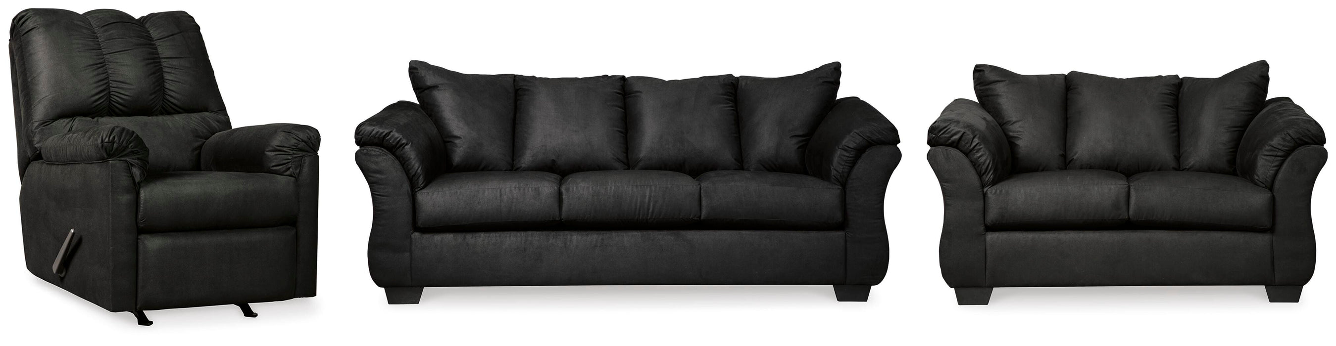 Darcy Black Darcy Sofa, Loveseat and Recliner