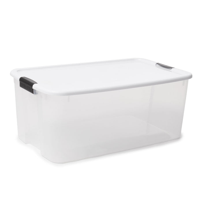 Sterilite 116 Quart Clear Stackable Latching Storage Box Containers, 1 Pack - open_box