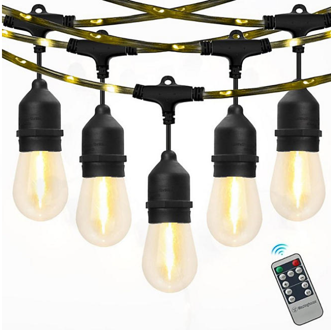Westinghouse 48' Warm White LED String Light Set with Remote Control, 15 Bulbs - open_box