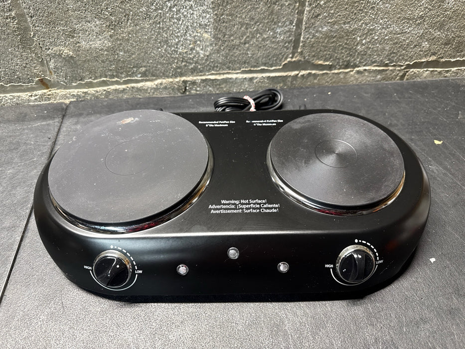 Mainstays Double Burner, 1800 W, Black Electric Cooktop, 1 Each, Assembled Product - used_marks_scratches