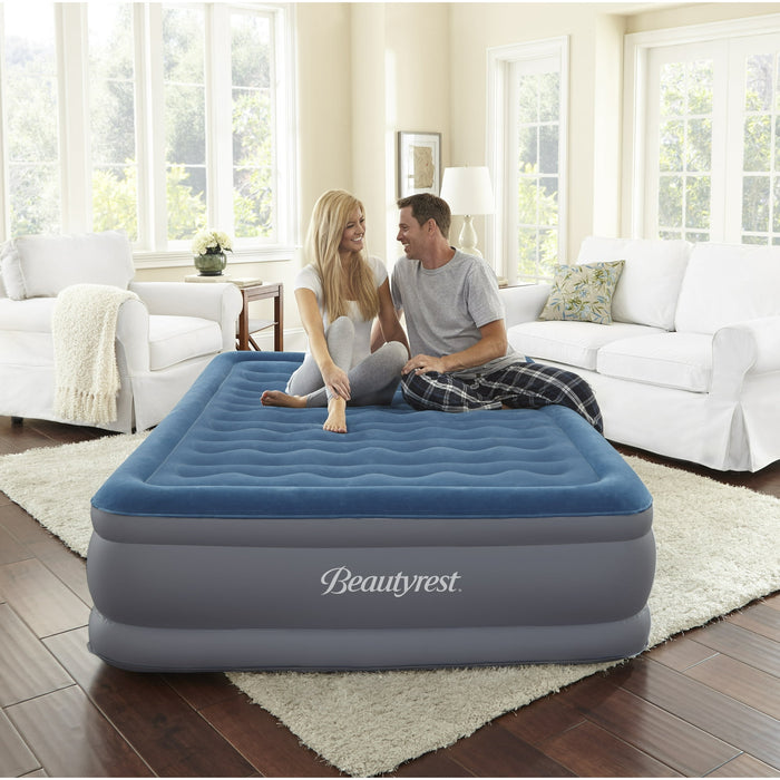Beautyrest Extraordinaire 20” Queen Size Air Mattress with Built-in Pump - Blow-up Mattress Best for Camping & Guests, 3 Year Warranty - new