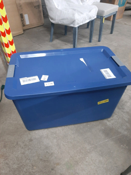 Sterilite Extra Large Storage Bin, 34 Gallon Plastic Storage Container with Latch Lid, Blue - new