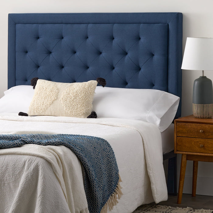 Rest Haven Medford Rectangle Upholstered Headboard with Diamond Tufting, King, Navy - new