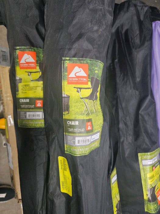 Ozark Trail Quad Folding Camp Chair with Cup Holder, Black - new