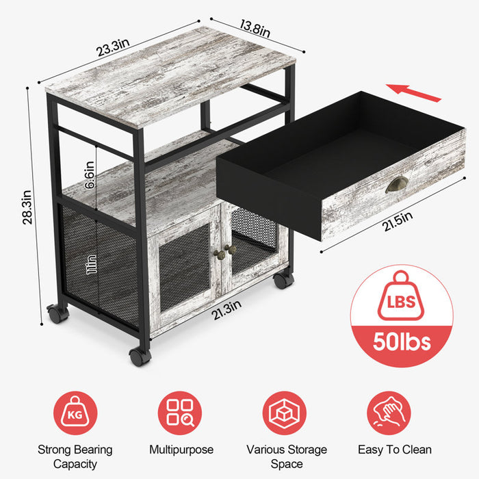 3 Tiers Kitchen Coffee Cart With Drawer - new