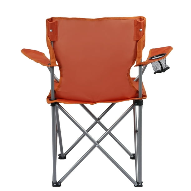 Ozark Trail Folding Camp Chair with Cup Holder – Lightweight, Portable Outdoor Chair for Camping, Tailgating & Sports – Orange Crush - new