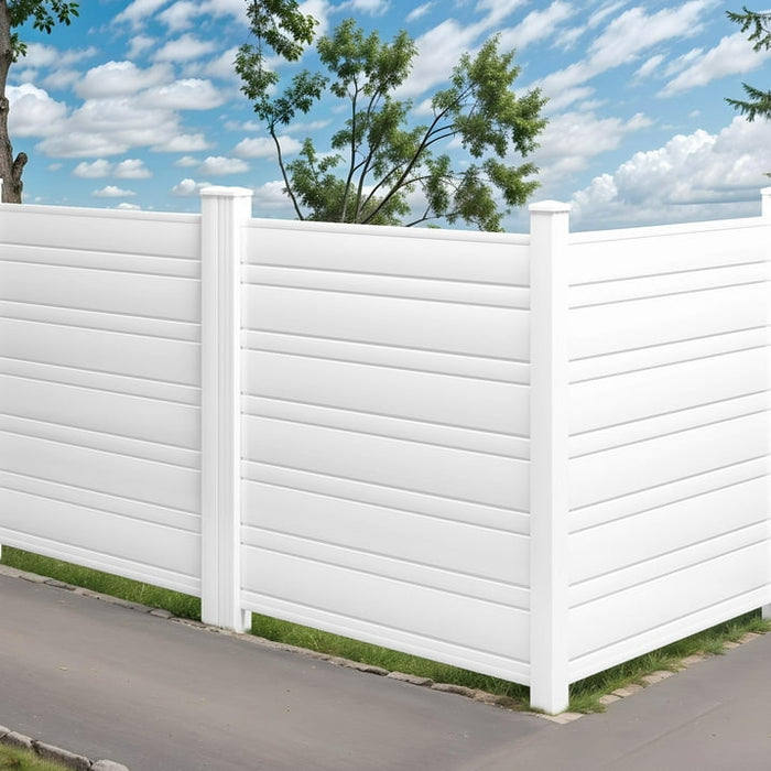 Uforic 50" x 50" Air Conditioner Privacy Screen, Outdoor Trash Can Enclosure with Metal Stakes, Pool Enclosure,2 Panels, White - open_box