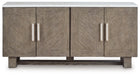 Loyaska Grayish Brown/White Extra Large TV Stand