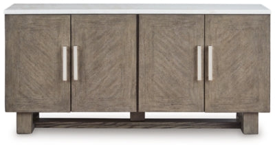 Loyaska Grayish Brown/White Extra Large TV Stand