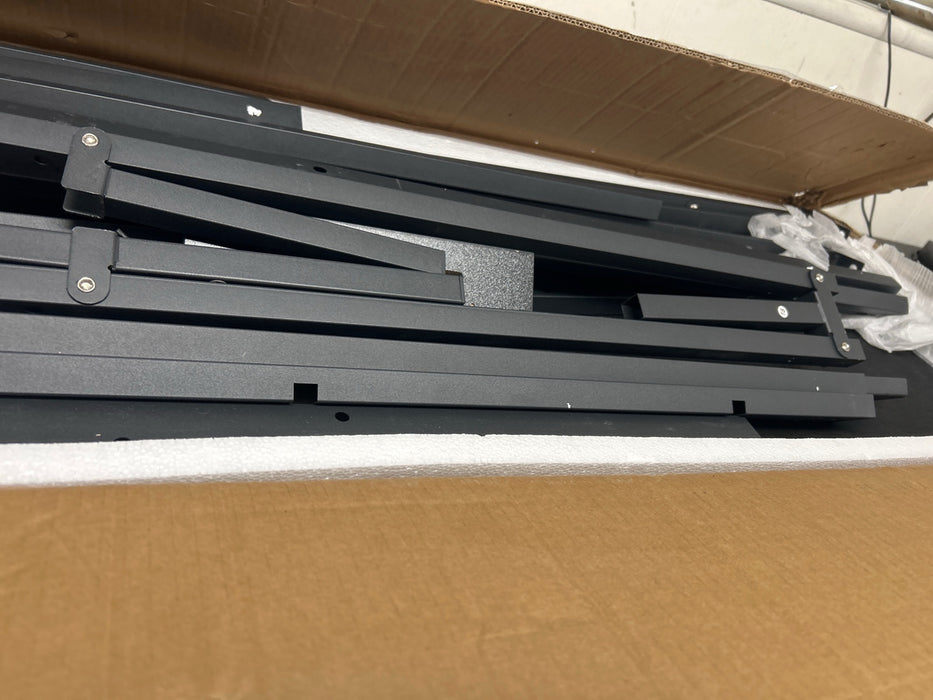 Behost Queen Size Bed Frame Floating Platform Upholstered with LED Lighting and Built-in Charging Station, Metal Frame, Gray - new