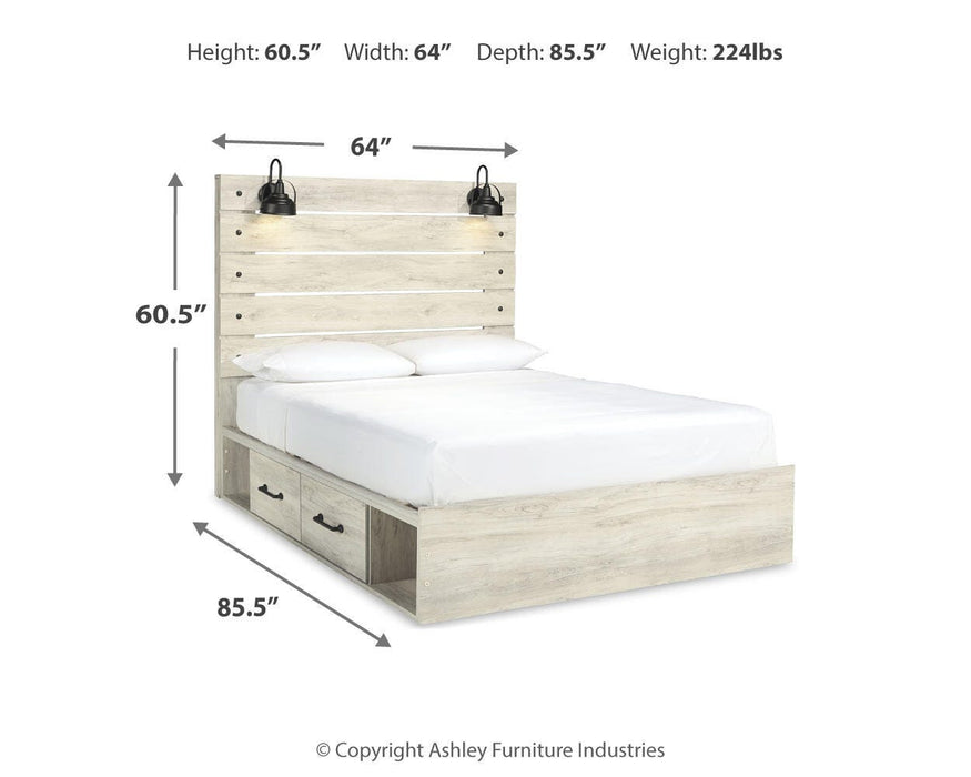 Cambeck Whitewash Cambeck Queen Panel Bed with 2 Storage Drawers