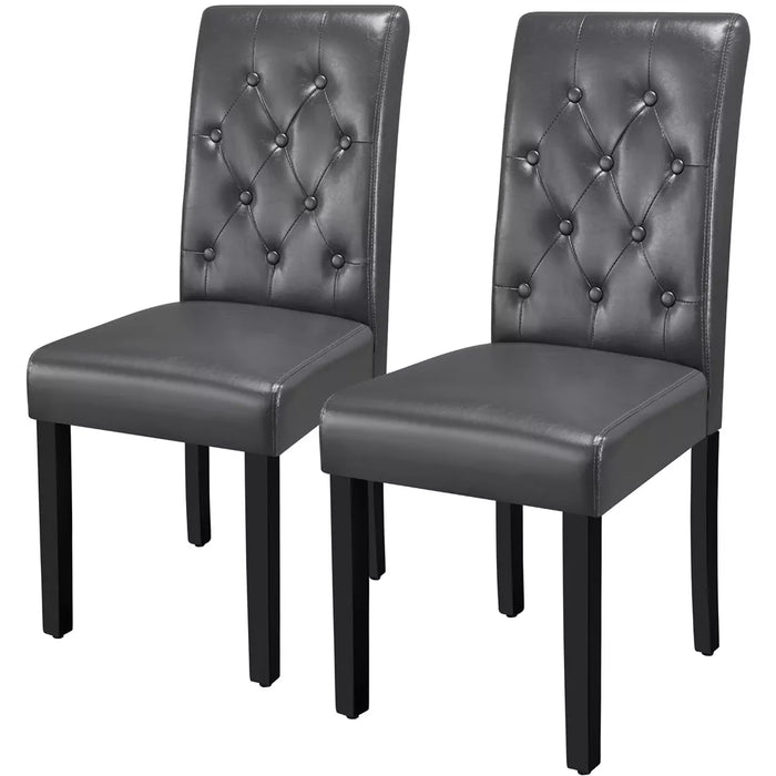 Yaheetech 2pcs Button Padded Dining Chair with Solid Wood Legs - new