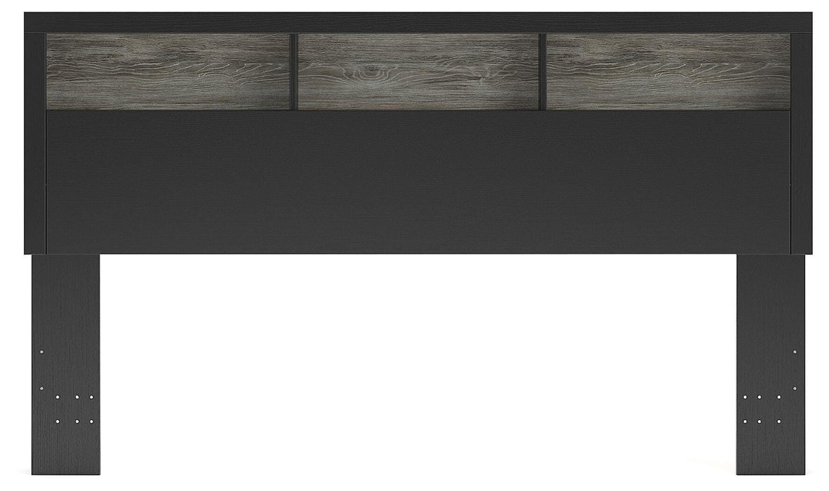 Jonnifer Black/Gray King Bookcase Headboard
