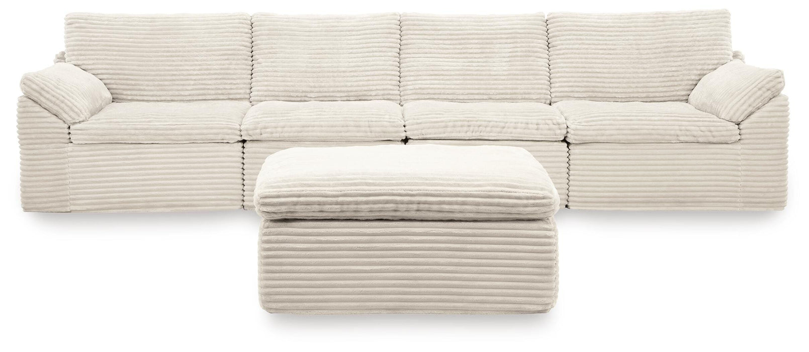 Canefield Ivory 4-Piece Sectional with Ottoman