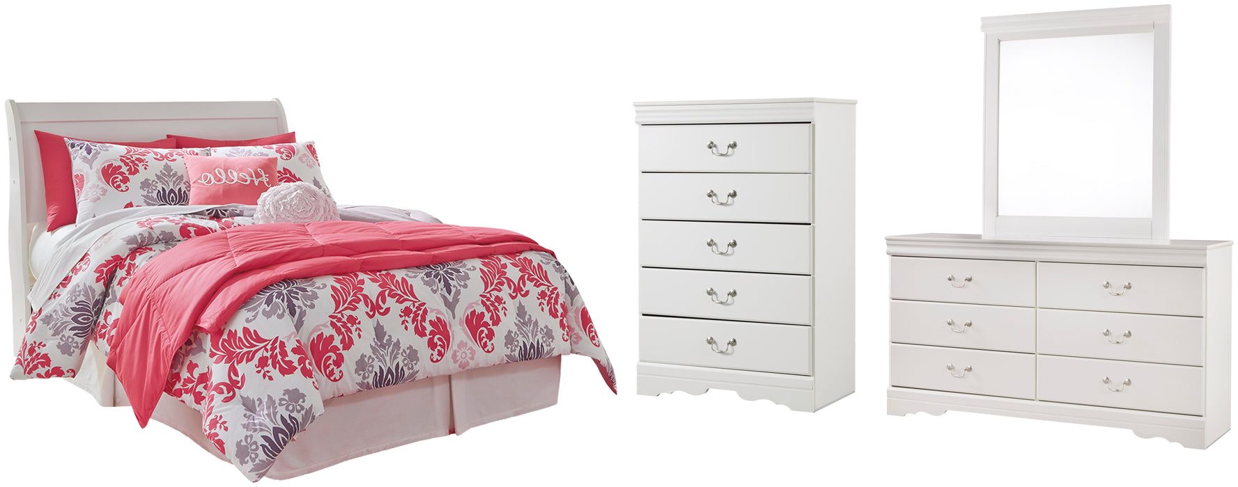Anarasia White Sleigh Headboard Bedroom Collection