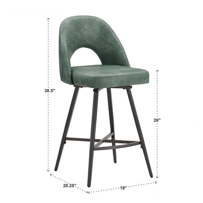 Weston Home Krista 24" Metal Swivel Mid Back Counter Stools, Set of 2, Teal - open_box