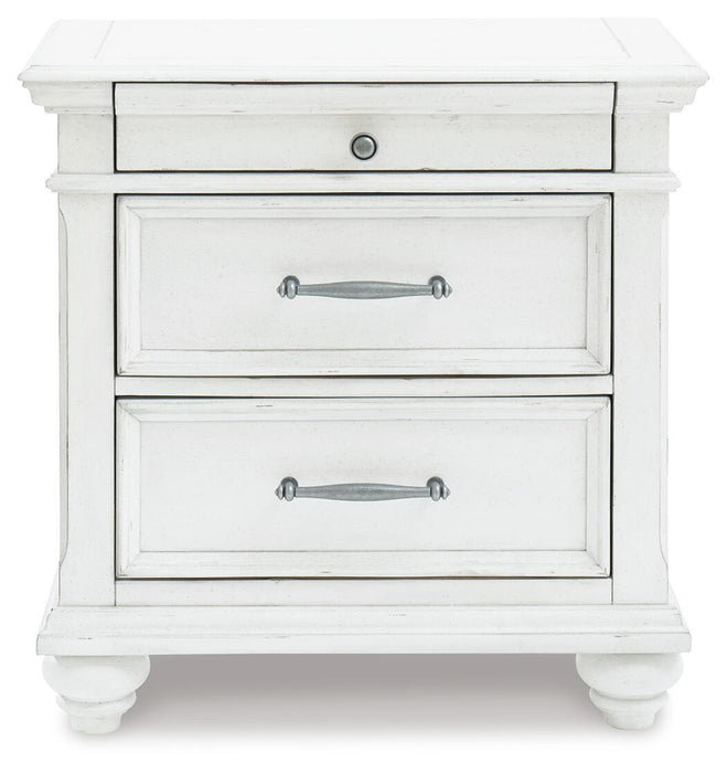 Kanwyn Whitewash Three Drawer Night Stand