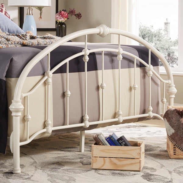 Curved Double Top Arches Victorian Iron Bed - Antique White, Queen Size - new