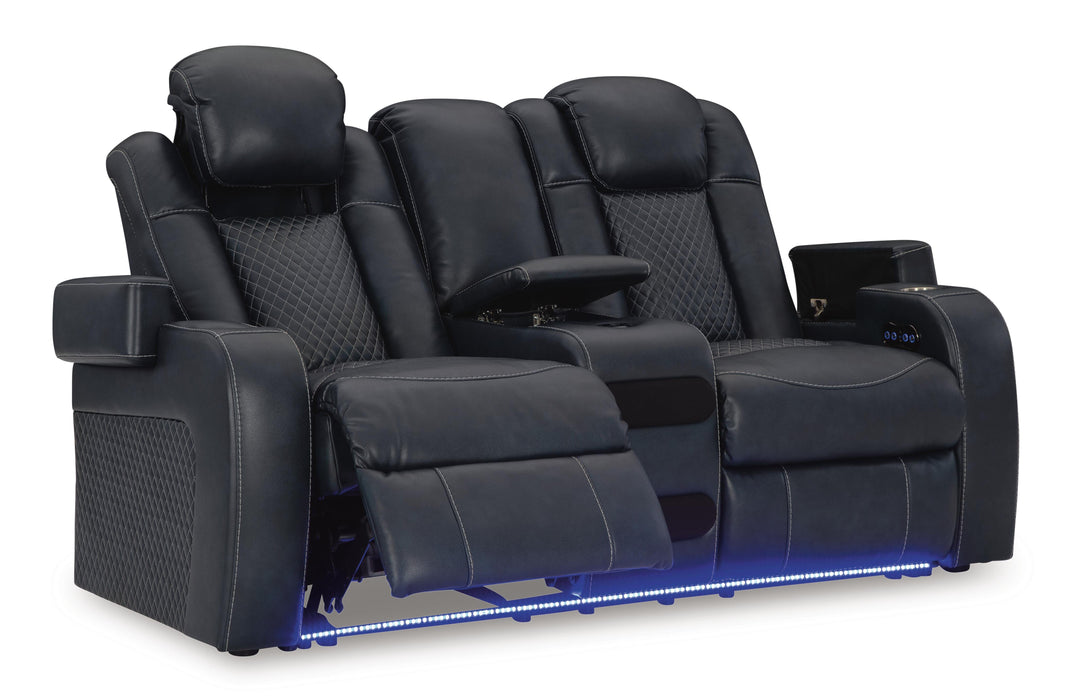 Fyne-Dyme Sapphire Fyne-Dyme Power Reclining Loveseat with Console