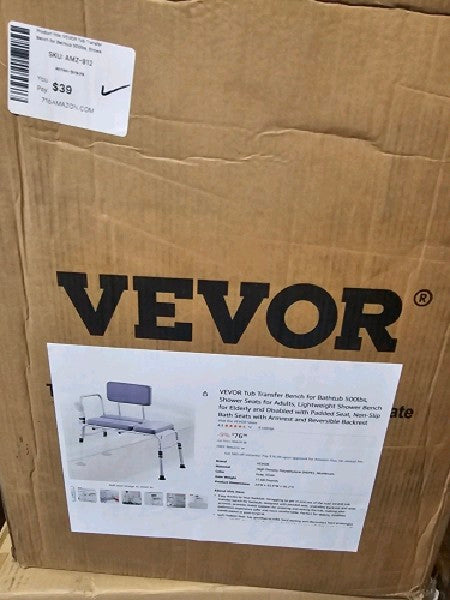 VEVOR Tub Transfer Bench for Bathtub 500lbs, Shower Seats for Adults, Lightweight Shower Bench for Elderly and Disabled with Padded Seat, Non-Slip Bath Seats with Armrest and Reversible Backrest - new