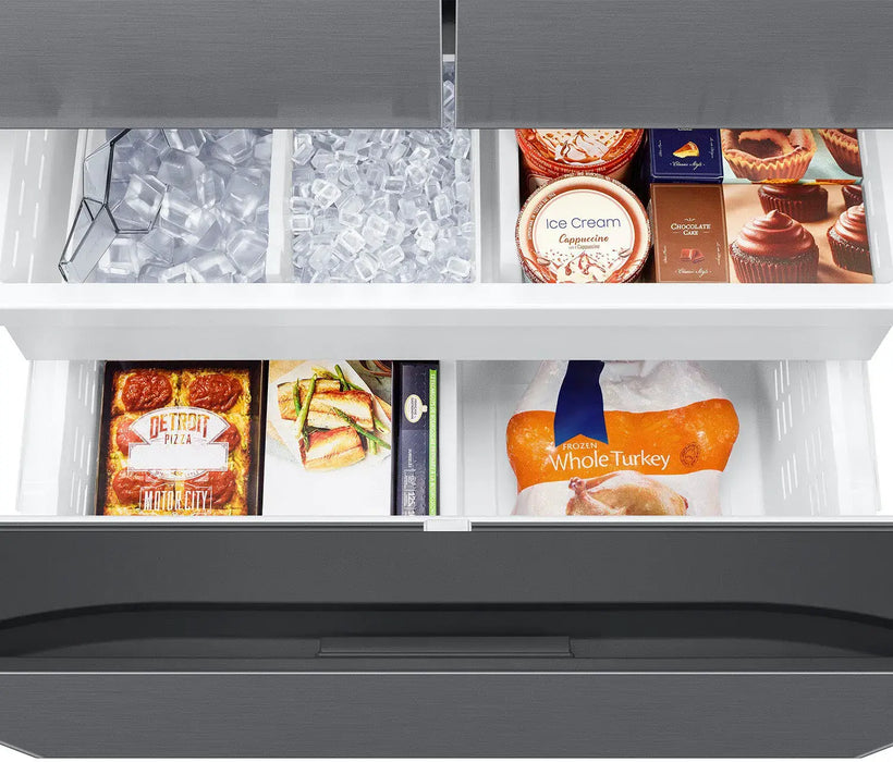 Samsung - 27 cu. ft. 3-Door French Door Counter Depth Smart Refrigerator with Dual Auto Ice Maker - Fingerprint Resistant Stainless Look - new