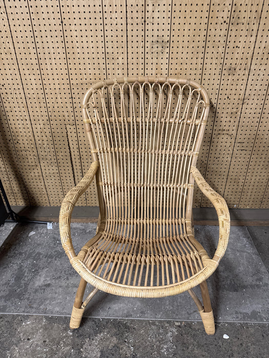 Baxton Studio Earvin Modern Bohemian Natural Brown Rattan Armchair - open_box