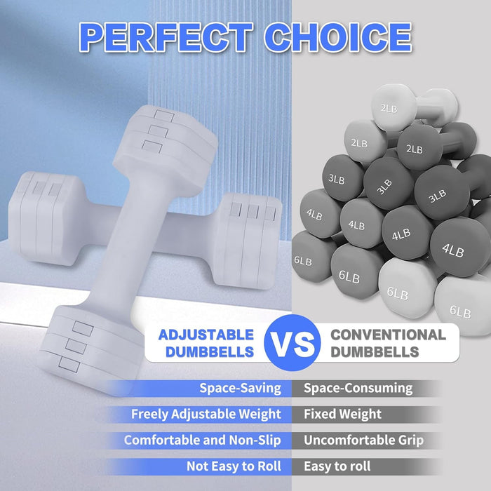 Winfita 4 in 1 Adjustable Dumbbells Hand Weights Set: 5 lb Dumbbells Set of 2 Each 2lb 3lb 4lb 5lb Free Weights Fast Adjust Weight Dumbbells Set for Women Men Home Gym Exercise Training - open_box