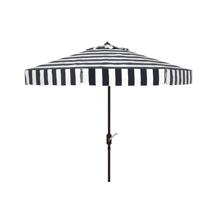 Safavieh Elsa 11' Market Crank Round Patio Umbrella, Black/White - open_box