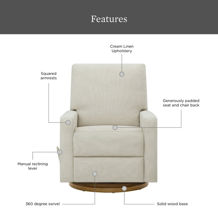 Better Homes & Gardens Modern Farmhouse Glider Recliner, Cream Linen - new