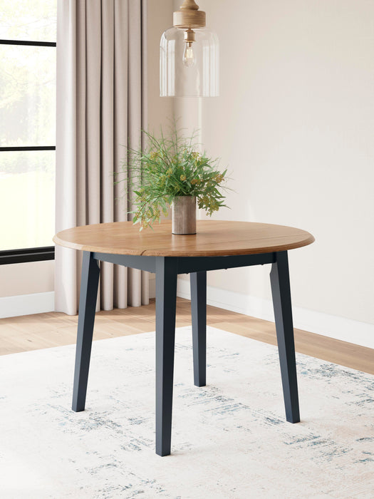 Gesthaven Natural/Blue Round DRM Drop Leaf Table