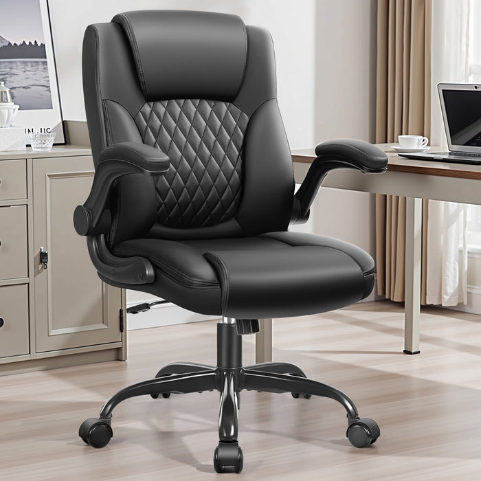 COOLHUT Leather Office Chair, Big and Tall Office Chair 400LBS Wide Seat Ergonomic Computer Desk Chair High Back Executive Leather Chair Adjustable Task Chair Lumbar Back with 8-Year Warranty, Black - new