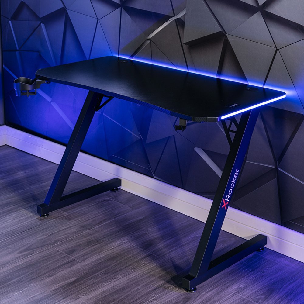 X Rocker - Cobra Gaming Desk with RGB Lighting - Black - new