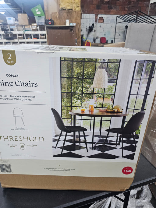 2pk Copley Dining Chairs Faux Leather Midnight Black - Threshold™: Upholstered, Metal Legs, Mid-Century Modern
