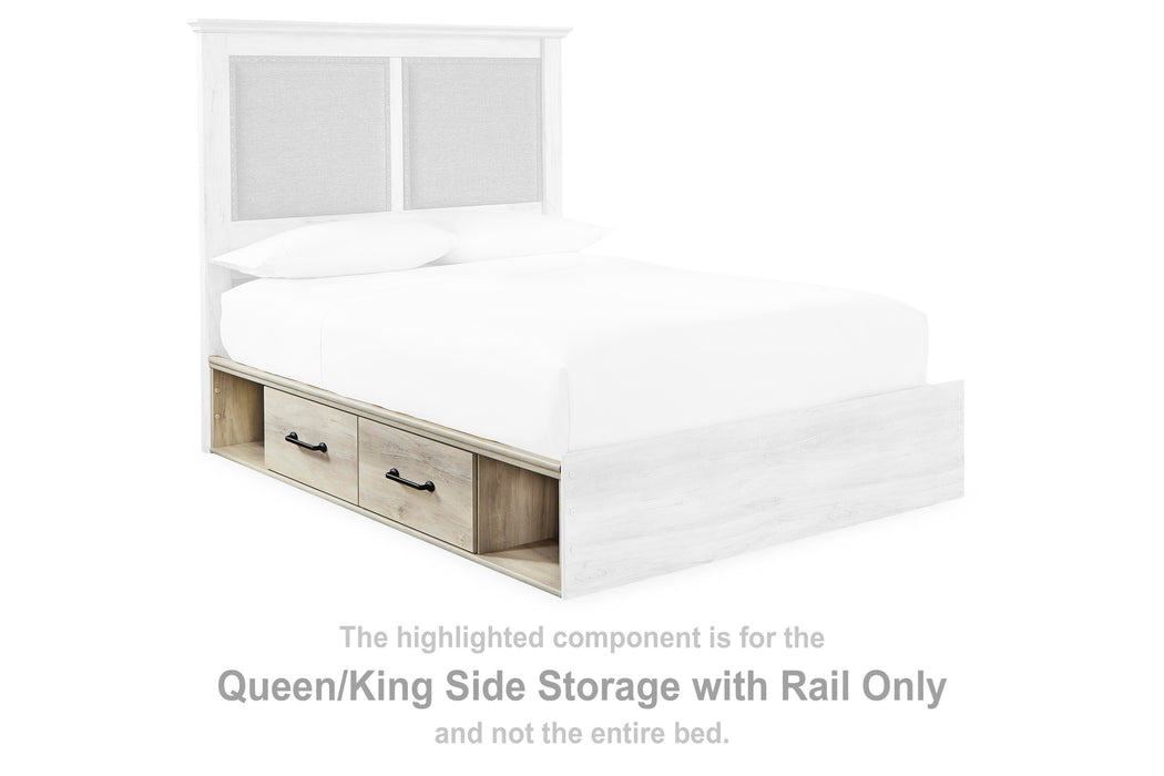 Cambeck Whitewash Q/K Side Storage w/Rail
