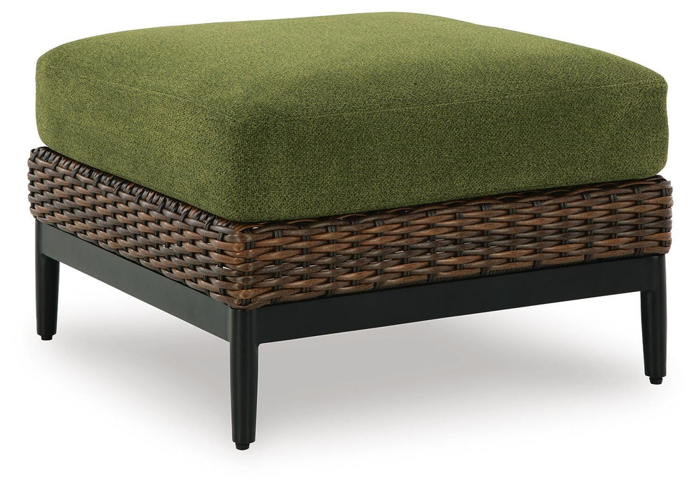 Horizon Hall Brown/Green Ottoman with Cushion