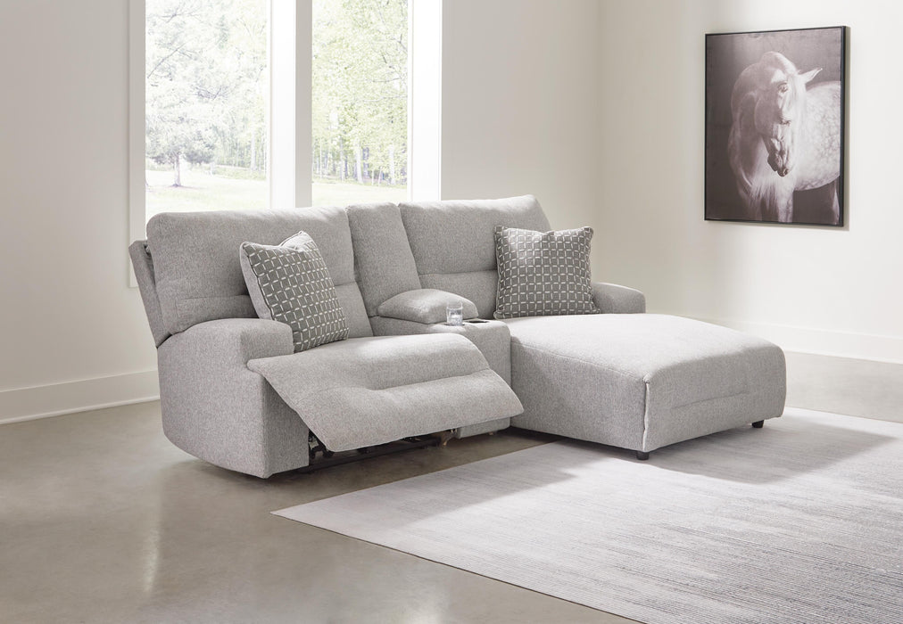 Acklen Place Pewter Acklen Place 3-Piece Power Reclining Sectional Sofa with Chaise