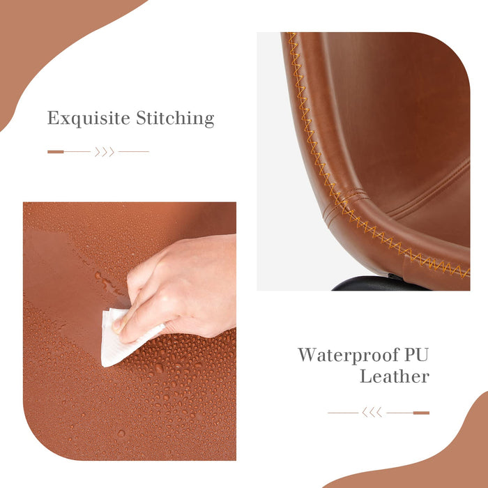 (Set of 2) Sweetcrispy Counter Height Bar Stools , Modern Counter Stool Faux Leather Barstools with Back, 26 inch Seat Height Island Stools Countertop Comfortable Brown Bar Chairs with Metal Legs - new