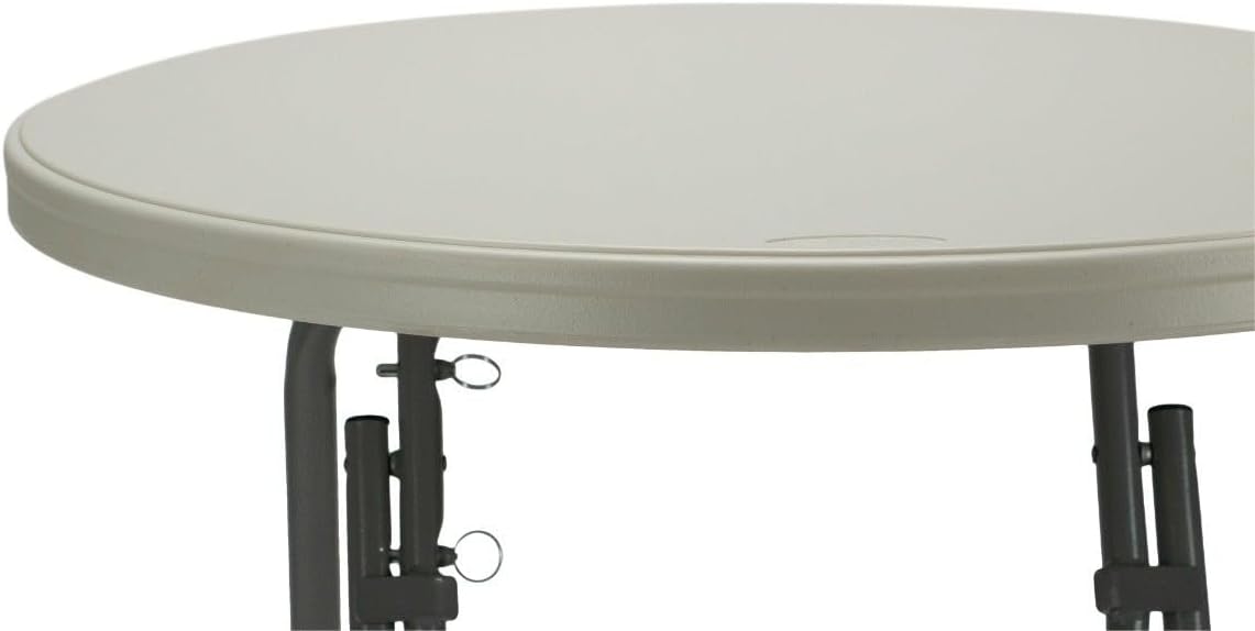 EventStable TitanPRO 32" Blow Molded Round Folding Cocktail Table - White Plastic Portable Outdoor Table, Adjustable Height Foldable for Parties Events Restaurant Banquet - new