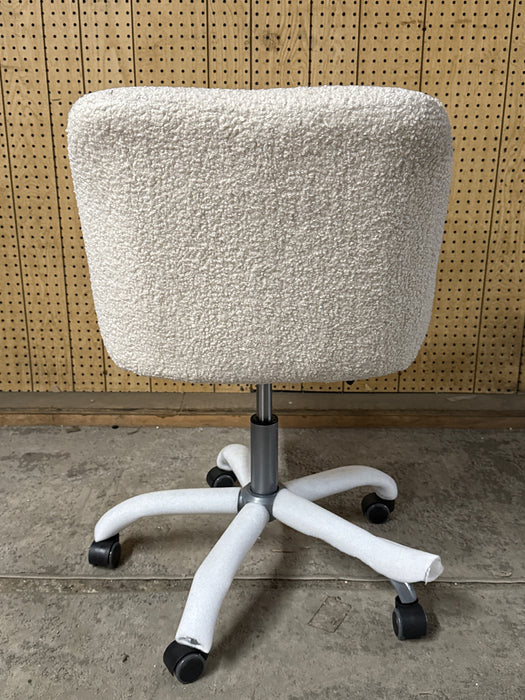 Linon Bannock Mid Back Task Chair with Adjustable Height and Swivel, Silver/White Sherpa - new