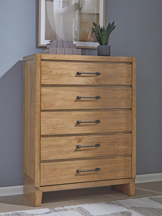 Sherbana Light Brown Five Drawer Chest