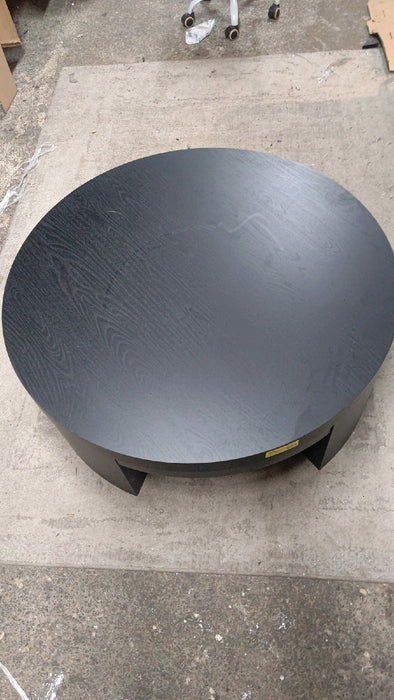 Beautiful Mod Round Coffee Table by Drew Barrymore, Black Wood Finish - open_box