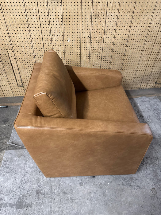 Better Homes & Gardens Steele Swivel Accent Chair, Camel Faux Leather - new