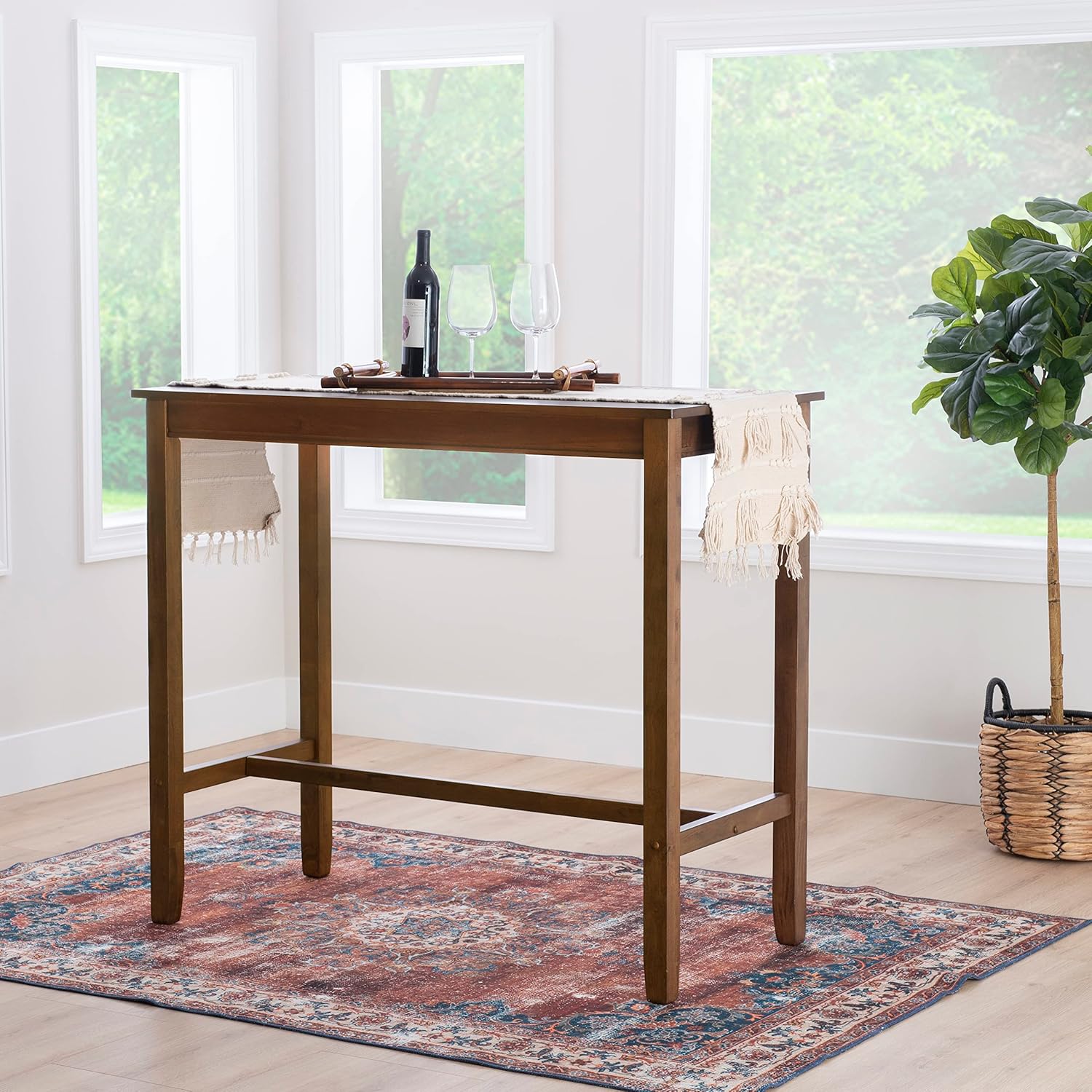 Linon Rustic Brown 42 inch Bar Height Pub Claridge Table - display_model