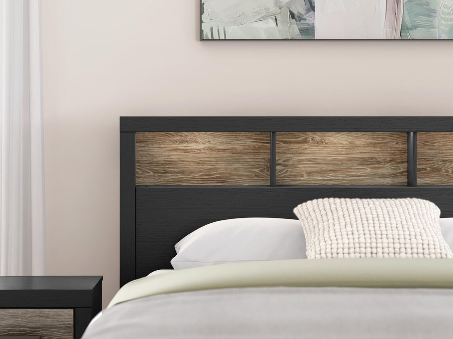Jonnifer Black/Gray Lighted Queen Bookcase HDBD