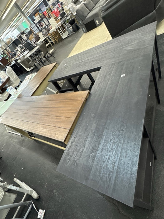 Sauder Trestle Transitional L-Shaped Writing Desk, Raven Oak Finish - new