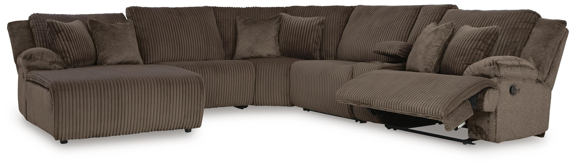 Top Tier Chocolate Top Tier 6-Piece Reclining Sectional with Chaise