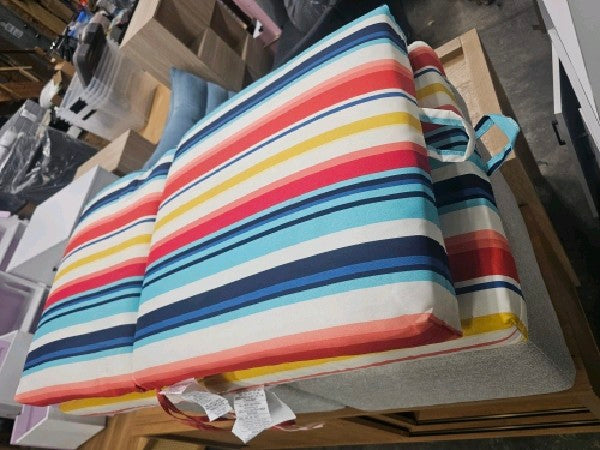 Mainstays 37" L x 19.5" W Modern Multi Stripe 1 Piece Rectangle Outdoor Chair Cushion - new
