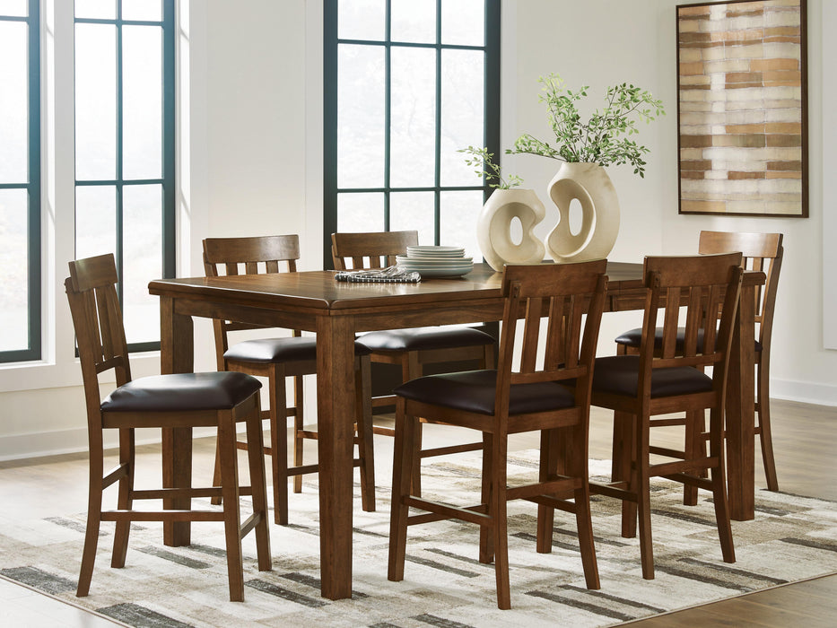 Ralene Medium Brown Ralene Counter Height Dining Table and 6 Barstools